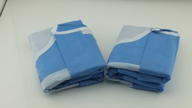 S M L Level 2, Level 3 Reinforced Surgical Gown / Non - Woven SMS Surgical Gown 35-50 Gsm